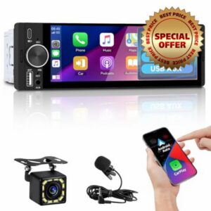 Single Din Bluetooth Car Stereo Compatible with Apple CarPlay Android Auto