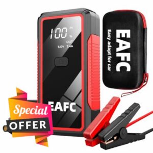 EAFC 2000A Peak Car Jump Starter 12V Portable Power Bank with Smart Clamps