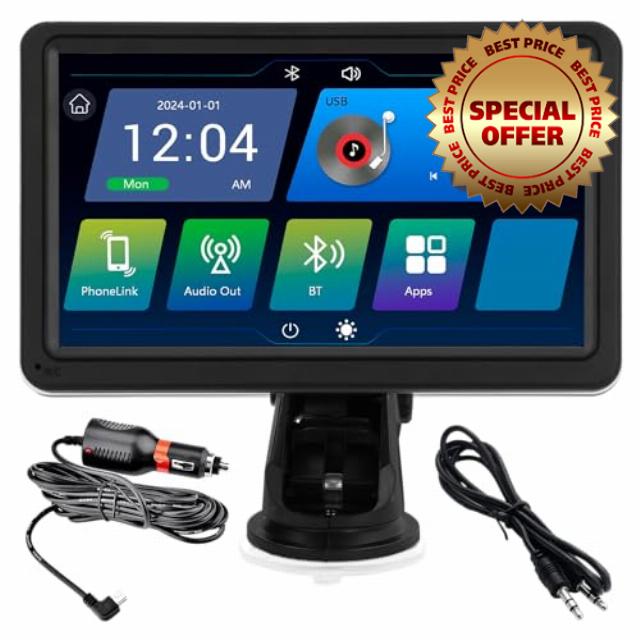 Simply Auto 7 Inch Smart In-Car Display – Wireless Apple CarPlay & Android Auto