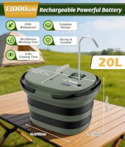 [Innovative Leak-Proof Bucket + Pump in One] [13000mAh] Rechargeable Shower
