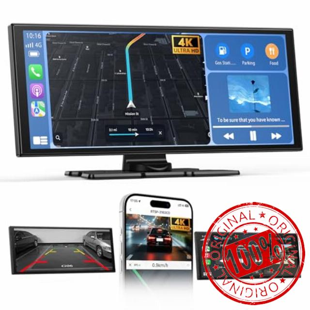 11.5" Car Tablet Pro Max 2026: Wireless Carplay Screen for Car with 4K Front and 1080P Rear Camera