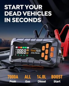 Car Battery Booster Jump Starter (All Gas/14L Diesel/Hybrid) with Tire Repair Kit