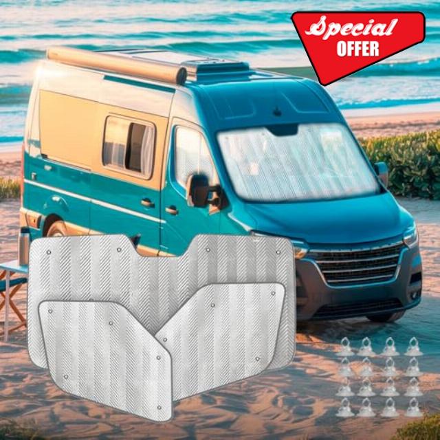 MJS Internal Thermal Windscreen Covers For RENAULT MASTER 3PCS UV-Proof sunshade mat Internal Thermal Blind Set with grey Back