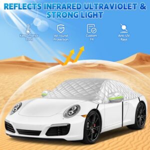 Thickened Snow Cover Half Garage with Windproof Strap Reflective Tape
