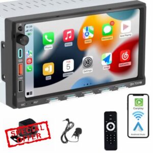 Double Din Car Stereo Compatible with [Wireless] Apple CarPlay Android Auto 7" Touchscreen Bluetooth AM/FM/RDS Radio USB (Fast Charge 3A) Backup Camera