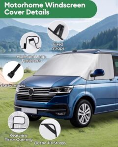 600D Heavy Duty Motorhome Front Window Cover with Soft Lining