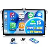 OiLiehu 4G+64G Android 15 Car Stereo for VW Passat Golf Seat POLO Leon Tiguan with Wireless CarPl...