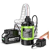 TaskStar Cordless Stick Water Transfer Pump, 2×4000mAh 21V Rechargeable Battery, 2725 L/h High Fl...