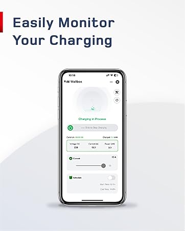 dé EV Charger 7kw type 2 with App, Electric Car Charger with 10m Type 2 Cable, RFID, 6-32A 230V E...