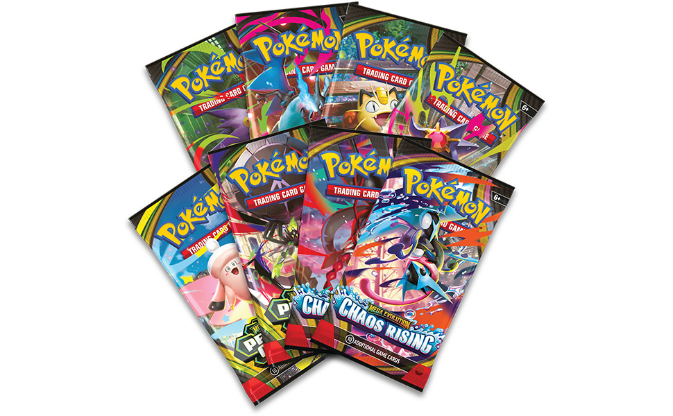 Pokémon trading card game holographic card featuring blue character with vibrant rainbow foil pattern, shown with smaller standard card beside it.