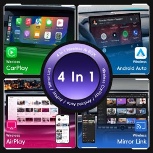 Wired to Wireless CarPlay and Android Auto Dongle with AirPlay(i-phone) & Android Screen Mirroring