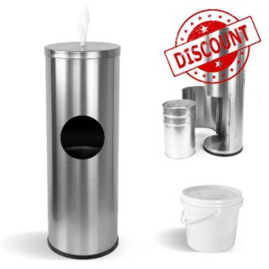 Gym Wipes Dispenser Stand with 4L Wipes Container and Built-in Trash Can