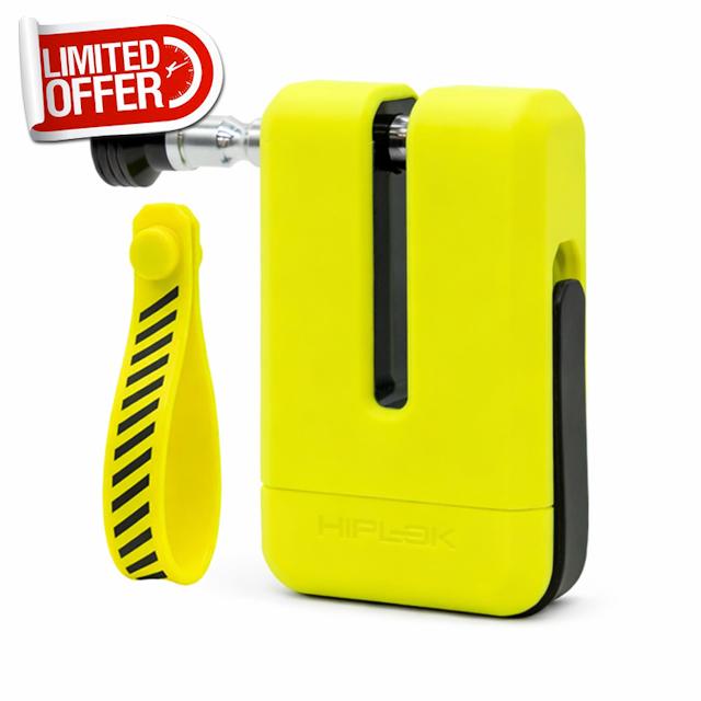 Hiplok MD1000 Anti Angle Grinder Motorcycle Disc Lock Diamond (Neon Yellow)