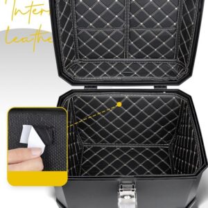 Waterproof and Dustproof with Reflective Strips. Features An Anti-Theft Lock. Suitable for Most Motorcycles As a Travel Storage Box or Helmet Compartment.