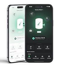 Two smartphones displaying battery charging interface in light and dark modes. Shows battery percentage, estimated time left, and power management options.