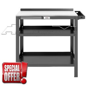 Feasto 3-Tier Grill Cart with Stainless Steel Tabletop