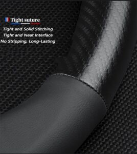 Premium Napa Leather&Carbon Fiber Texture Steering Wheel Cover