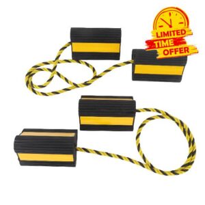 Wheel Chocks Heavy Duty Rubber Wheel Blocks Anti Slip Tire Stopper Blocks with Rope and Reflective Strips for Trailers Camping Vehicle Truck