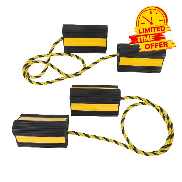 Wheel Chocks Heavy Duty Rubber Wheel Blocks Anti Slip Tire Stopper Blocks with Rope and Reflective Strips for Trailers Camping Vehicle Truck