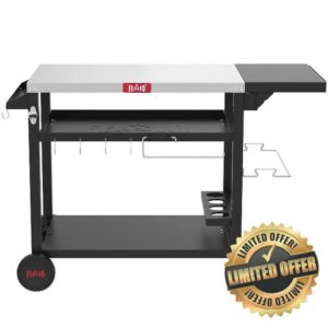 Feasto 3-Tier Outdoor Grill Cart with Folding Side Table