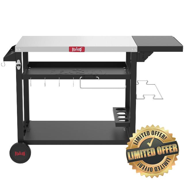 Feasto 3-Tier Outdoor Grill Cart with Folding Side Table