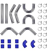 Multiple black automotive tie rod or control arm components arranged to show different angles. Parts appear to be steering or suspension related with mounting points visible.