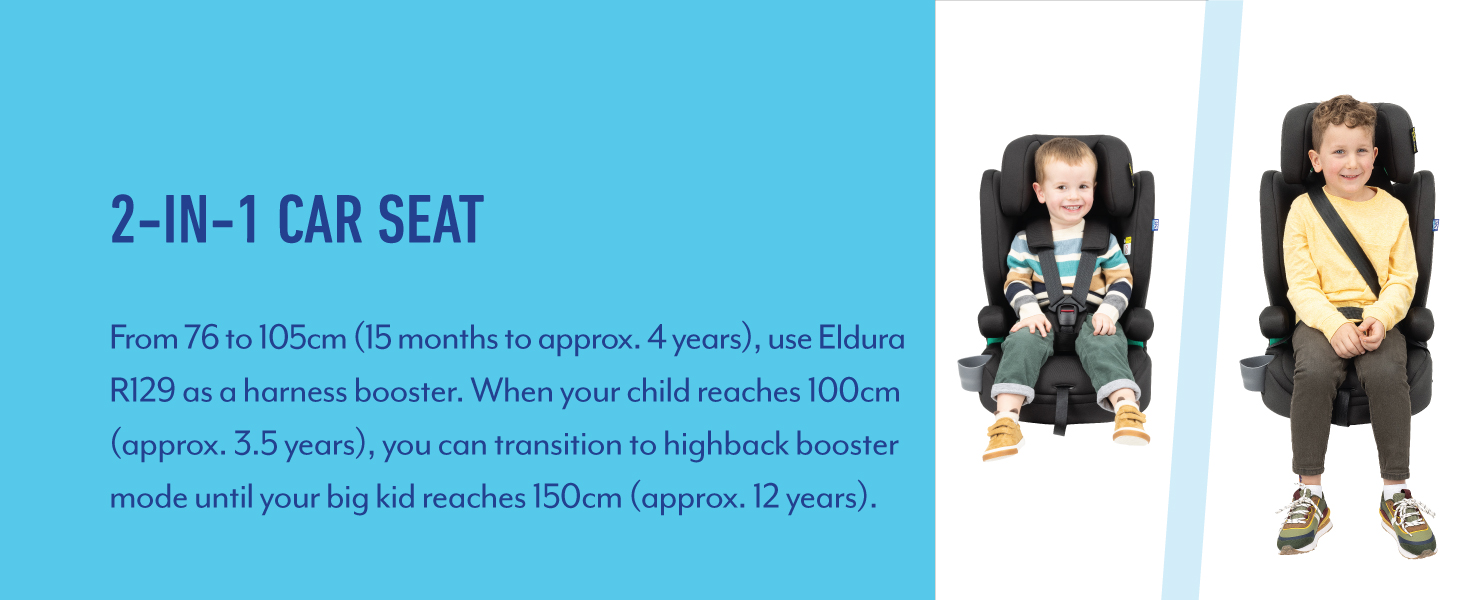 Eldura R129 2-in-1 Harness Booster Car Seat