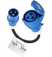 RamTouch Fly Lead Socket Converter (13A UK Plug to 32A CEE Socket, 50cm, IP44, Max. 13A, 3G2.5mm²...