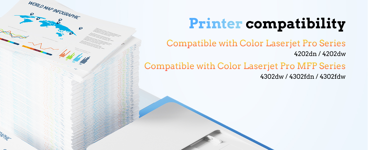 Text reads 'Printer compatibility'. Technical diagram or chart showing printer specifications with blue and black text elements.