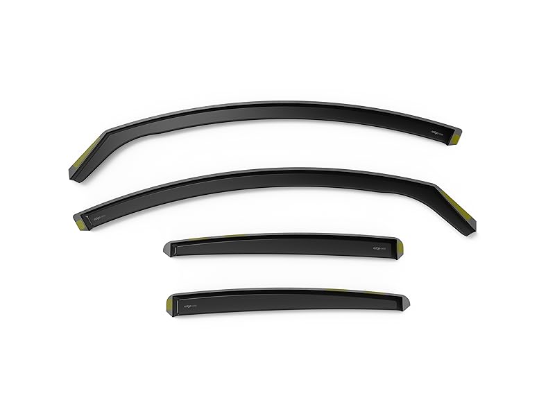 Four curved black strips of varying lengths, possibly automotive windshield or window visors. Slight gold or yellow edging visible.