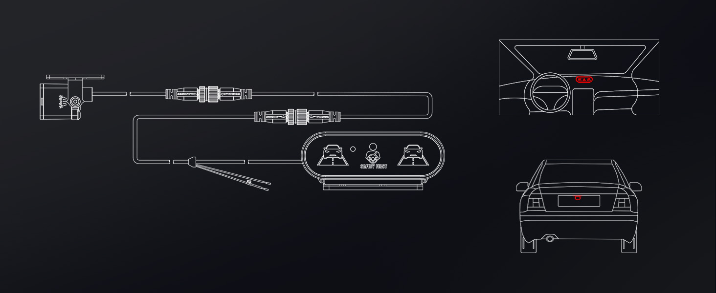 Technical schematic or blueprint showing white line drawings of device components and measurements on black background.