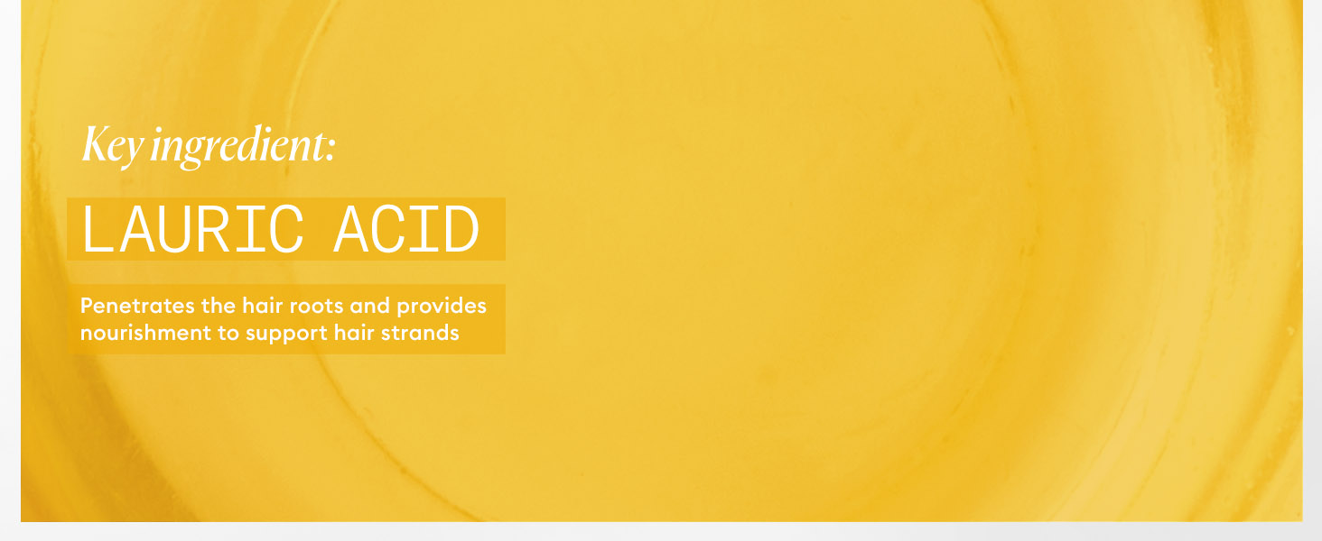 Text reads 'LAURIC ACID' on yellow background. Scientific or ingredient information display panel.