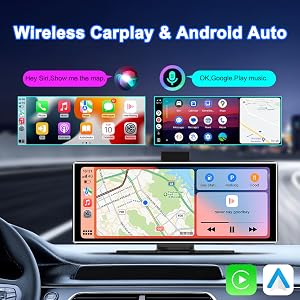 Car dashboard with mounted phone or navigation device, showing black interface display against textured gray dashboard surface.