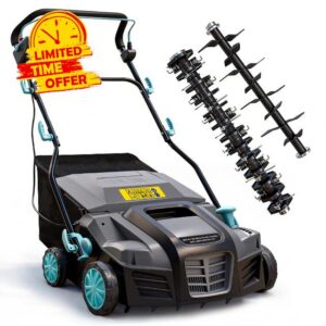 2000W Electric Lawn Scarifier and Aerator – Heavy-Duty 2-in-1 Lawn Rake for Dethatching