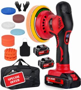 Xtremeauto Glide X6 Cordless Dual Action Car Polisher Kit – 21V Brushless Buffer & Waxing Machine with 2 Batteries