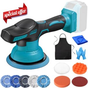 Cordless Car Buffer Polisher Compatible with Makita 18V Battery – 150mm Buffer Polishing Kit with 8 Variable Speed (0-4500RPM)
