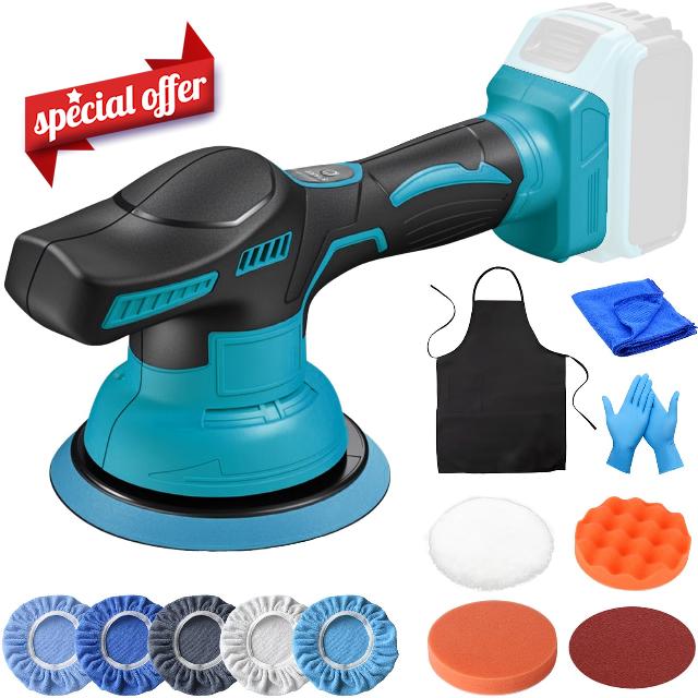 Cordless Car Buffer Polisher Compatible with Makita 18V Battery – 150mm Buffer Polishing Kit with 8 Variable Speed (0-4500RPM)