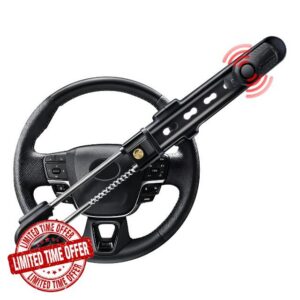 ELECTOP Steering Wheel Lock with 113db Alarm Car Lock Heavy Duty Car Alarm System with Motion Sensor Anti Theft Device with Adjustable Locking and 2 Keys Car Alarm System for Auto Truck Van SUV