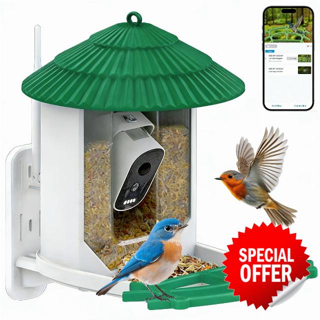 Smart Bird Feeder Camera with 1080p HD Resolution