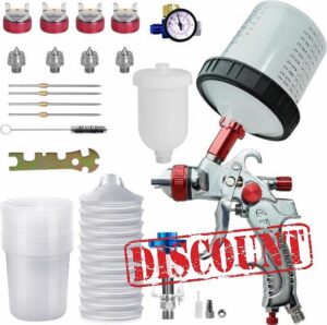 HVLP Paint Spray Gun Kit with 600ml Disposable Paint Cups 4 Nozzles | Paint Gun for Cars & House DIY Painting