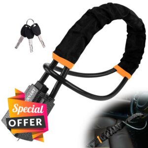 Turnart Steering Wheel Lock Seat Belt Lock Universal Fit Most Vehicles Sturdy Lock for Car Truck SUV Van Security with 3 Keys (Black)
