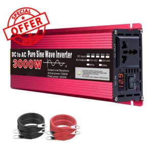 3000W Pure Sine Wave Power Inverter 72V 60V 48V 24V 12V DC to 120 240V AC Converter with AC Outlets Car Inverter for Truck