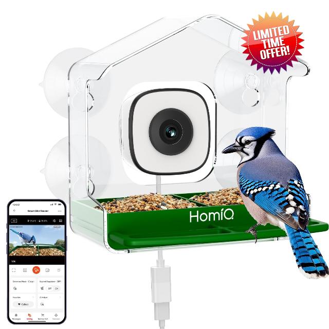 Smart Window Bird Feeder with 2K HD Camera