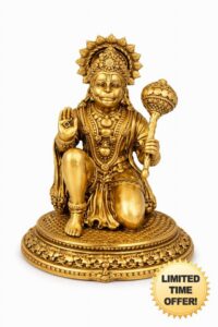 BEXCO Sitting Hanuman Ji Brass Idol | Bajrangbali Sankat Mochan Hanuman Murti Statue Figurine Perfect for Puja