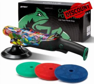 BATOCA P2 Rotary Car Polisher Buffer Sander 1000W 6inch Electric Polishing Machine for Car Floor Detailing Polish Buffing Variable 6 Speed 1000-3800RPM Detachable 8m Cable Side&D-Handle Soft Sta