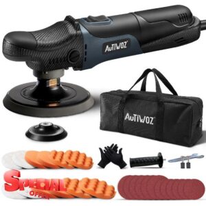 AUTIWOZ W04 Rotary Car Polisher Buffer Sander 4inch 5inch Electric Polishing Machine for Car Floor Detailing Polish Buffing Sanding Variable 6 Speeds 2500-4500RPM with Side Handle 3 Meter Cable 630W