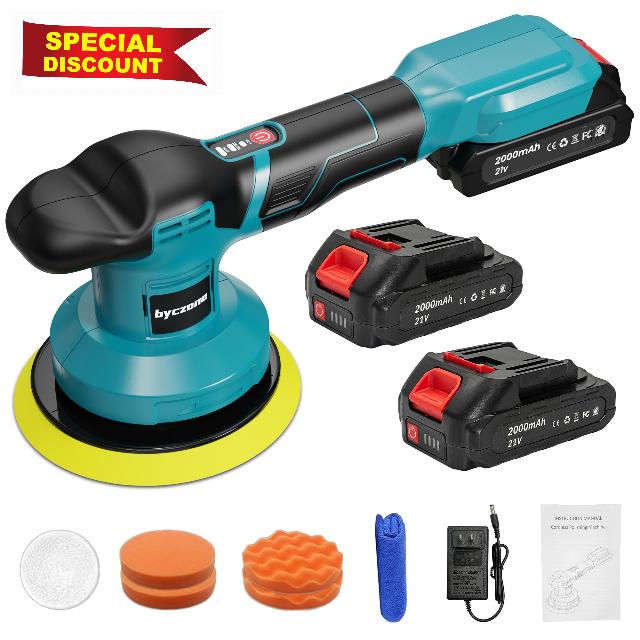 Cordless Car Buffer Polisher kit w/ 2x2000mAh 21V Batteries