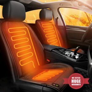 Seat Cushion Heated Comfortable Seat Cover with Full Back Support Universal for Front Seat in Winter Color Brow
