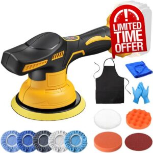 Cordless Car Buffer Polisher Compatible with Dewalt 20V Battery – 150mm Buffer Polishing Kit with 8 Variable Speed (0-4500RPM)