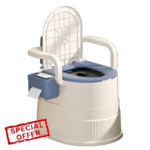 Portable Toilet Chair with Backrest and Armrests